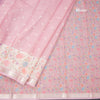 Kota Rose Pink Saree With Thread Buttas And Printed With Zari Border