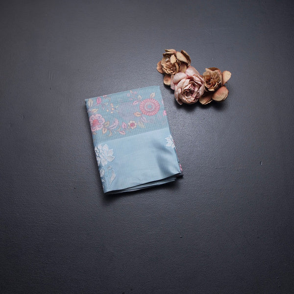 Kota Light Blue Floral Printed Saree