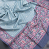 Raw Silk Powder Blue Saree With Thread Buttas And Printed Border - Kumaran Silks