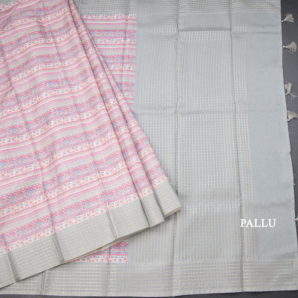 Raw Silk Multi Colour Printed Saree With Multi Design On The Body 03