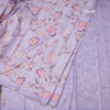 Semi Raw Silk Lavender Printed Saree With Floral Creeper Design