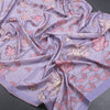 Semi Raw Silk Lavender Printed Saree With Floral Creeper Design - Kumaran Silks