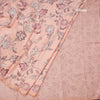 Semi Raw Silk Peach Printed Saree With Floral Creeper Design