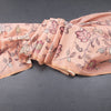 Semi Raw Silk Peach Printed Saree With Floral Creeper Design