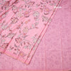 Semi Raw Silk Rose Pink Printed Saree With Floral Creeper Design