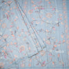 Semi Raw Silk Powder Blue Printed Saree With Floral Creeper Design