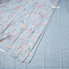 Semi Raw Silk Powder Blue Printed Saree With Floral Creeper Design