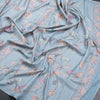 Semi Raw Silk Powder Blue Printed Saree With Floral Creeper Design - Kumaran Silks