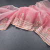Kora Rose Pink Saree With Sequence Work And Thread Border