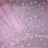 Organza Plum Purple Zari Stripes Saree With Thread Border