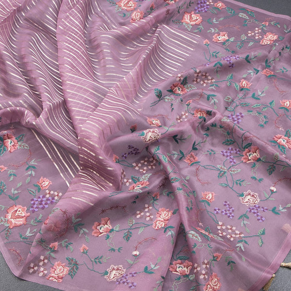 Kota Cornflower Blue Borderless Floral Printed Saree