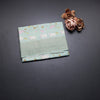 Pure Tussar Sea Green Printed Saree With Checks Border