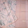 Pure Tussar Baby Pink Leaf Printed Borderless Saree