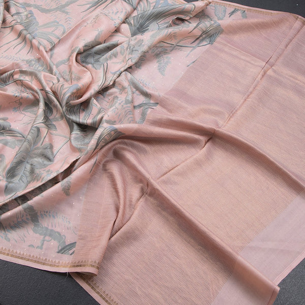 Semi Linen Mustard Kalamkari Printed Saree