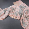 Pure Tussar Baby Pink Leaf Printed Borderless Saree