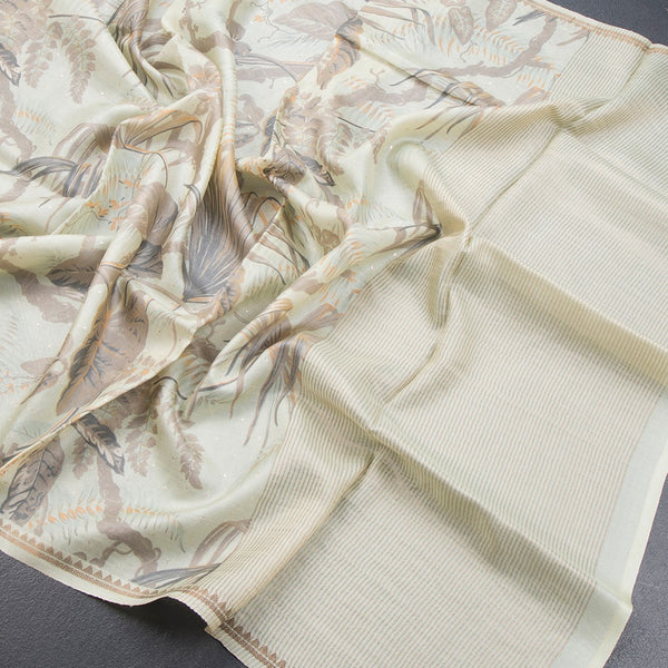 Semi Linen Light Lavender Kalamkari Printed Saree