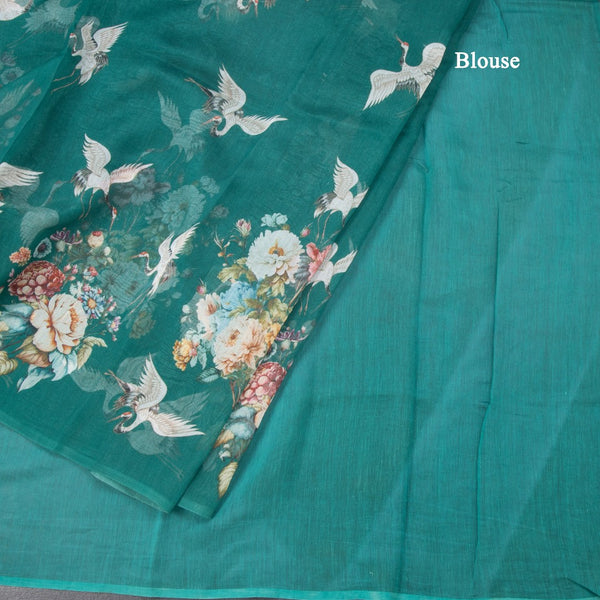 Kota Forest Green Borderless Printed Saree