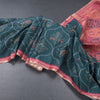 Raw Silk Teal Green Ikkat Printed Saree