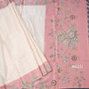 Raw Silk Cream Zari Checked Saree With Printed Border