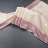 Raw Silk Cream Zari Checked Saree With Printed Border 03