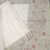 Raw Silk Cream Zari Checked Saree With Printed Border 04