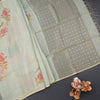 Linen Pista Green Borderless Printed Saree