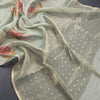 Raw Silk Cream Floral Printed Saree With Zari Border 10