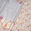 Raw Silk Grey Plain Saree With Floral Border