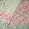 Raw Silk Pista Green Stripes Saree With Zari Border