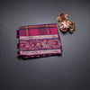 Raw Silk Multi Colour Printed Checked Saree And Rettapet Border