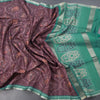 Raw Silk Dark Brown Ikkat Printed Saree