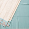 Raw Silk Cream Zari Checked Saree With Printed Border 05