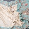Raw Silk Cream Zari Checked Saree With Printed Border 05