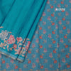 Kota Peacock Blue Borderless Floral Printed Saree