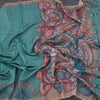 Semi Linen Teal Green Kalamkari Printed Saree