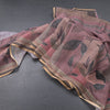 Semi Linen Light Maroon Leaf Printed Saree