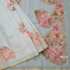 Semi Linen Light Pista Green Leaf Printed Saree
