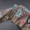 Raw Silk Multi Colour Leaf Printed Saree With Zari Border