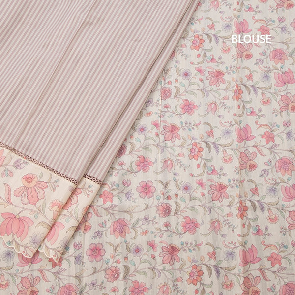 Raw Silk Multi Colour Stripes Saree With Printed Border