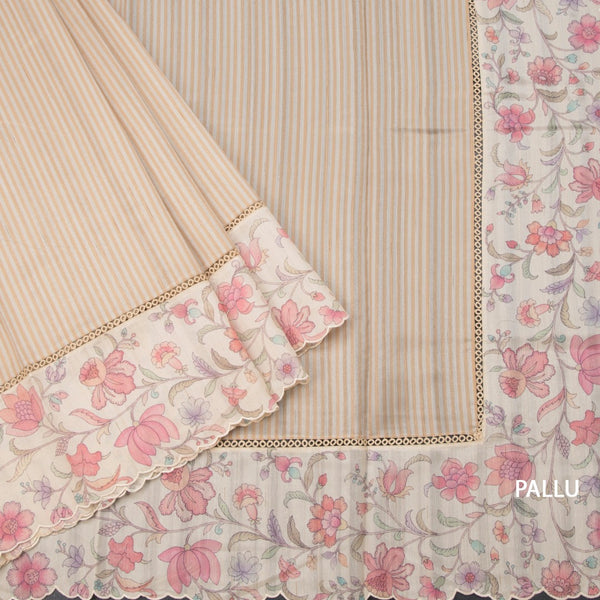 Raw Silk Multi Colour Stripes Saree With Printed Border 02