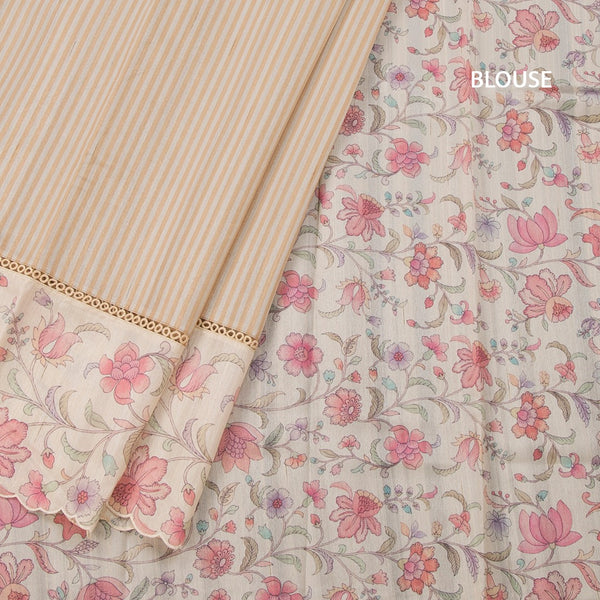 Raw Silk Multi Colour Stripes Saree With Printed Border 02