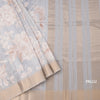 Raw Silk Grey Floral Printed Saree With Zari Border 02