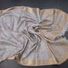 Raw Silk Grey Printed Saree With Zari Border 02
