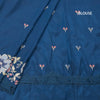 Raw Silk Peacock Blue Saree With Thread Buttas And Cut Work Border