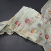 Linen Mint Green Floral Thread Work Saree