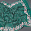 Raw Silk Bottle Green Zari Checked Saree And Thread Border