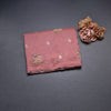 Linen Peach Floral Thread Work Borderless Saree