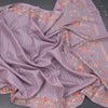 Raw Silk Lilac Purple Zari Stripes Saree And Thread Border