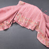 Raw Silk Baby Pink Saree With Zari Stripes And Thread Border