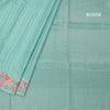 Raw Silk Sky Blue Saree With Zari Stripes And Thread Border